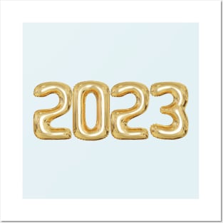2023 Year Gold Foil Balloon Style Posters and Art